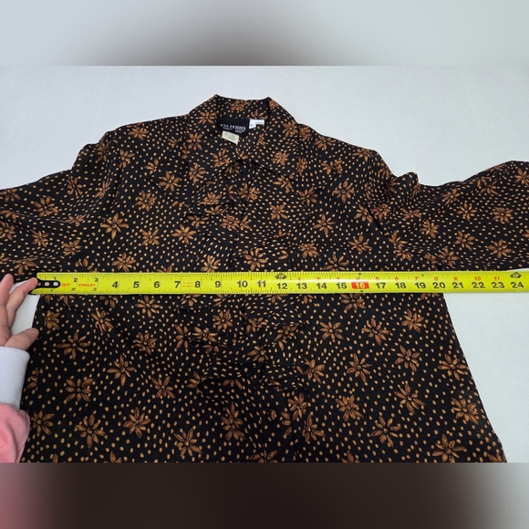 Oui Petites Womens Sheer Blouse with Brown Floral Design EUC size 6 - Picture 12 of 12